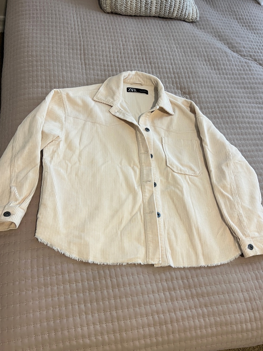 Zara Cream Corduroy Shirt Jacket